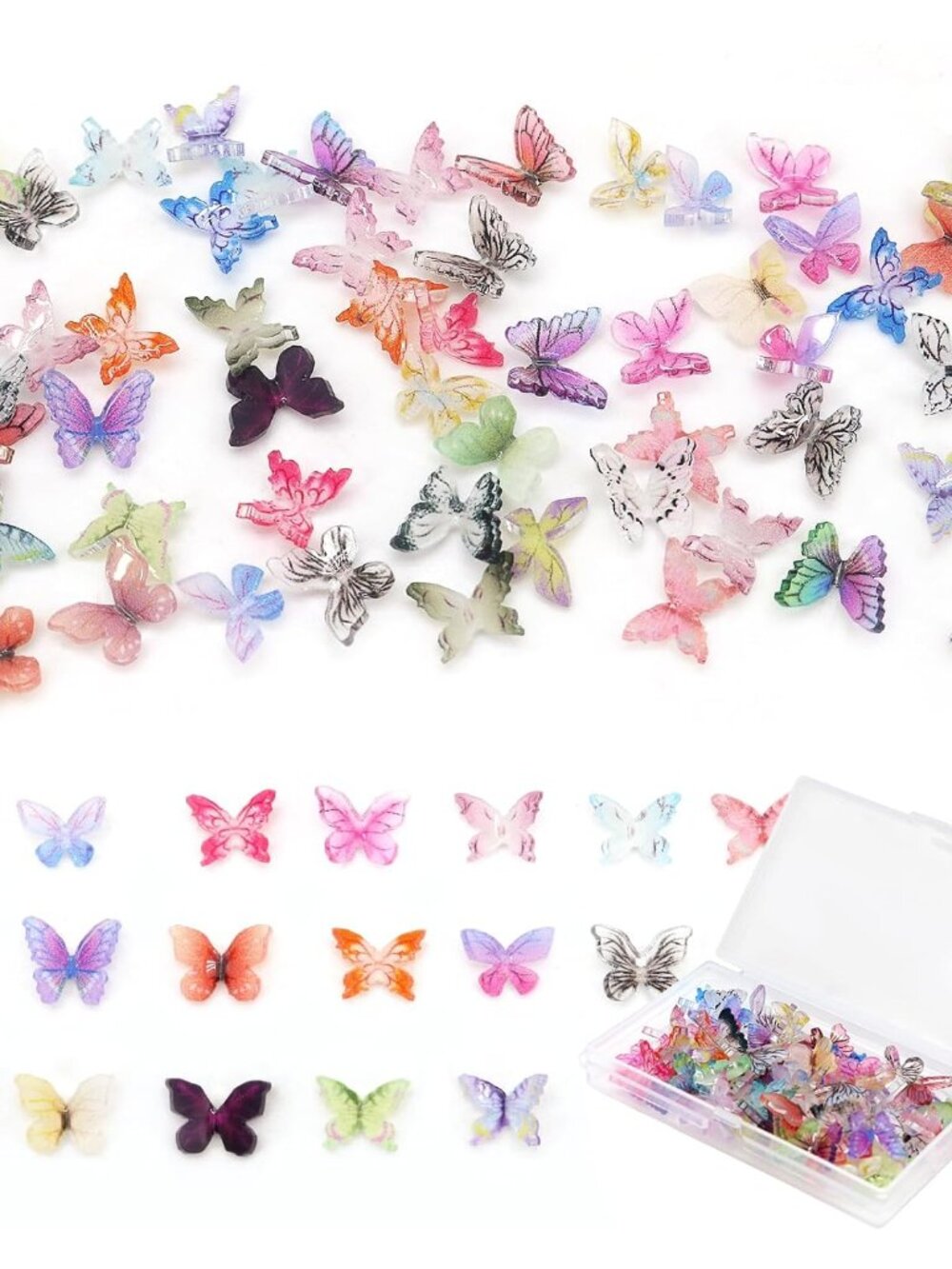 60Pcs Mini Resin Butterflies, Miniature Dollhouse Accessories Tiny Butterflies f